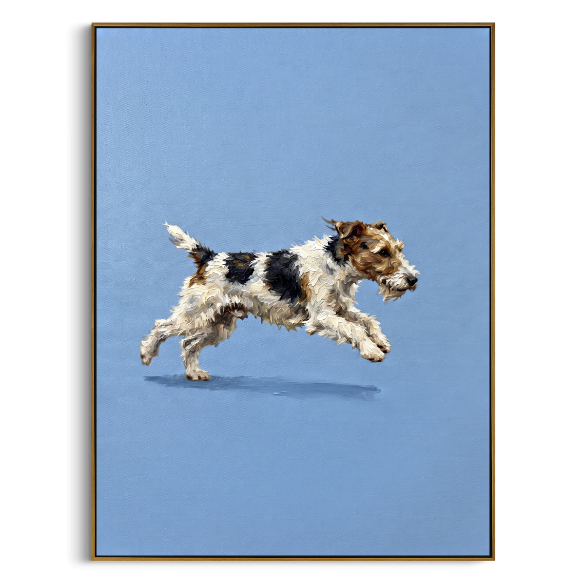 "Midnight Restful Running Spaniel" - Modern Heavy Impasto Landscape Artwork | Beige & Black Palette Knife Painting | Luxury Vertical Wall Art #PT 3105