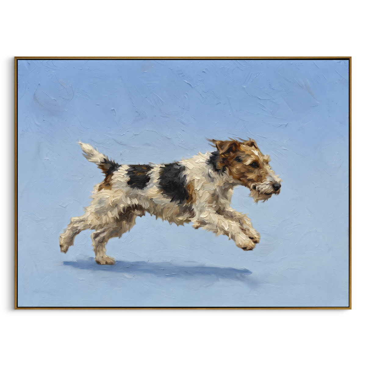 "Storybook Restful Running Spaniel" - Modern Heavy Impasto Landscape Artwork | Purple & Green Palette Knife Painting | Luxury Horizontal Wall Art #PT 3106
