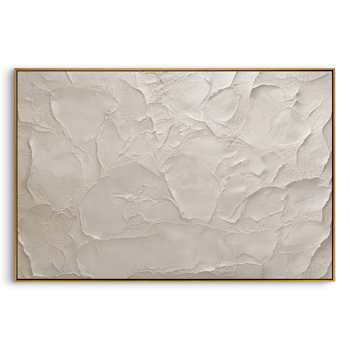 "White Plaster Texture Painting" - Modern Heavy Impasto Abstract Artwork | White & Beige Palette Knife Painting | Luxury Horizontal Wall Art #PT 741